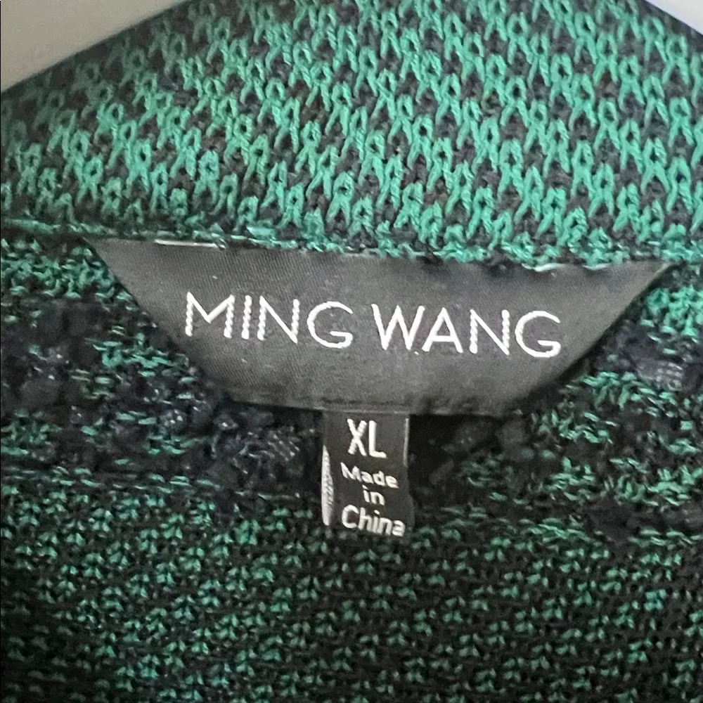 MING WANG Green and Black Plaid Knit Button up Jacket. XL. - Picture 2 of 11